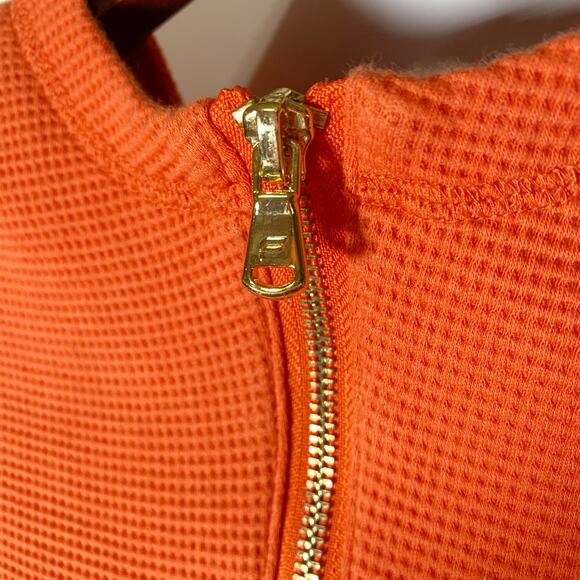 Fabletics Lizzie Half Zip Hoodie Women’s M Orange Waffle Knit Pullover - Picture 6 of 16